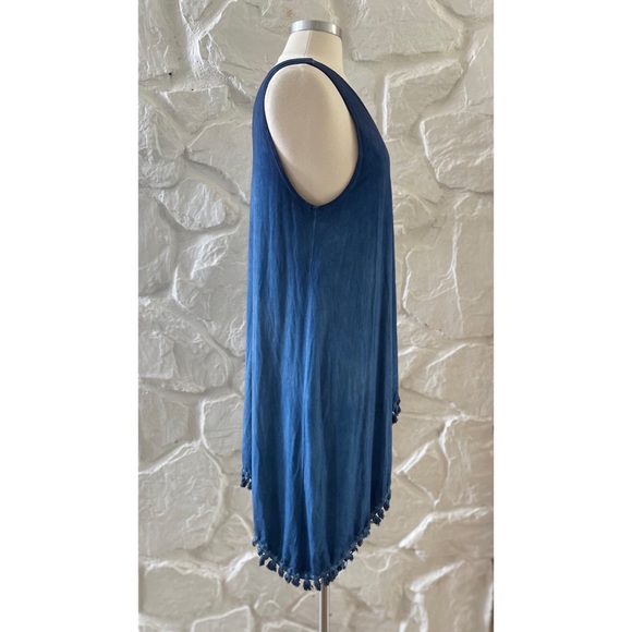 ❄️ Lucky Brand Blue Fringe Waterfall Cardigan Duster Medium - Picture 4 of 6